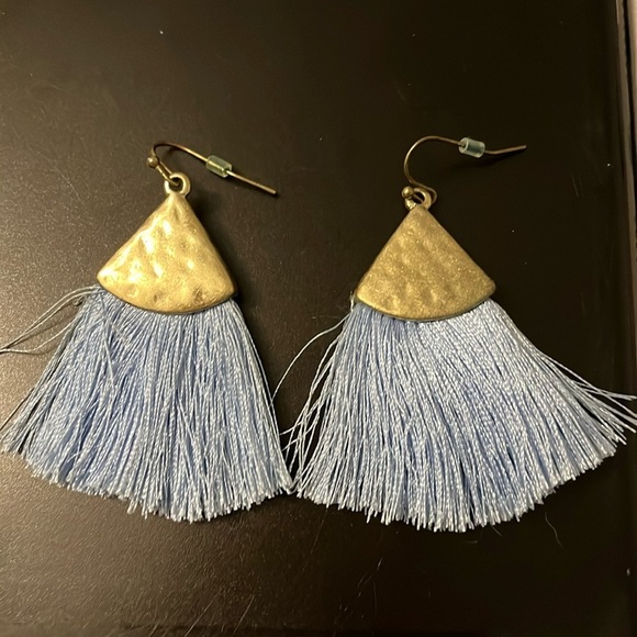 Dangle Blue Tassel Earrings - Picture 1 of 1